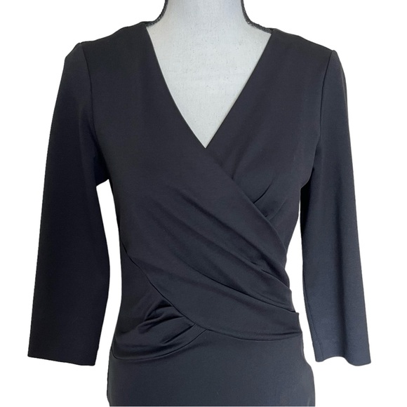 Boden Black Sheath Dress Cris-Cross Front 3/4 Sleeve Womens Size 8R - Picture 5 of 8